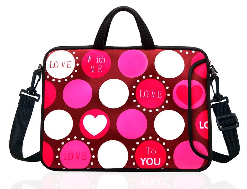 TAIDY 15.6-Inch Laptop Shoulder Bag Case Sleeve For 14 15" 15.6 Inch HP/Dell/Lenovo Red Heart - Image 1
